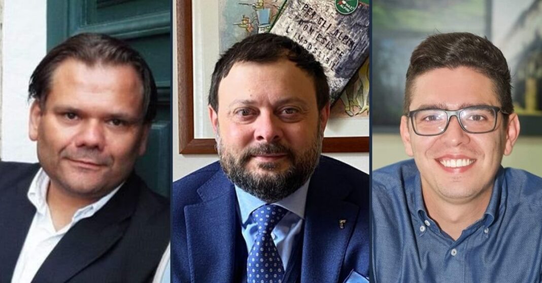 Paolo Ricci, presidente del Circolo di Capannori di Fratelli d'Italia, Vittorio Fantozzi, Consigliere regionale di Fratelli d'Italia e Matteo Petrini, Consigliere comunale di Fratelli d'Italia.