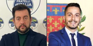 Francesco Torselli, presidente del gruppo di Fratelli d'Italia in consiglio regionale, assieme a Claudio Belgiorno, capogruppo di Fratelli d'Italia in consiglio comunale a Prato.
