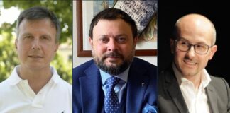 Marco Martinelli, capogruppo in Consiglio comunale a Lucca, Vittorio Fantozzi, consigliere regionale di Fratelli d’Italia, Riccardo Giannoni, consigliere provinciale di Lucca.
