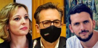 Mariacristina Masi, Consigliere di Fratelli d'Italia del X Municipio, Andrea De Priamo, Capogruppo in Assemblea Capitolina di Fratelli d'Italia e Luca Zamagni, membro di Fratelli d’Italia del X Municipio.