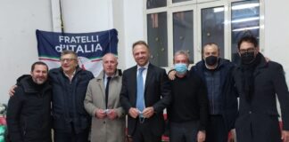 Francesco Lollobrigida, Presidente dei deputati di Fratelli d'Italia durante la serata degli auguri natalizi della comunità militante di Riva Destra.