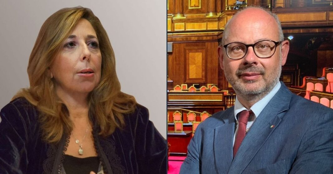 Isabella Rauti, vicepresidente vicario di Fratelli d’Italia al Senato e Andrea de Bertoldi, senatore di Fratelli d’Italia e segretario della Commissione Finanze e Tesoro.