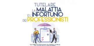 Copertona del convegno "Tutelare la malattia e l'infortunio dei professionisti", organizzato dai gruppi parlamentari di Fratelli d'Italia al Senato e alla Camera.