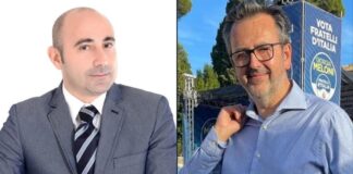 Enzo Blasi, responsabile sicurezza di Fratelli d’Italia Lazio e Andrea De Priamo, consigliere capitolino di Fratelli d’Italia.