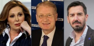 Daniela Santanchè, Lucio Malan e Massimo Ruspandini, senatori di Fratelli d'Italia.