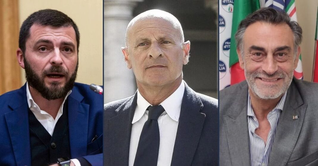 Walter Rizzetto, Fabio Rampelli e Marco Silvestroni, deputati di Fratelli d’Italia.