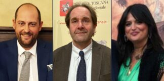 Nicola Carini, vicepresidente della Provincia di Arezzo, Gabriele Veneri, consigliere regionale di Fratelli d’Italia e Laura Chieli, consigliere provinciale.