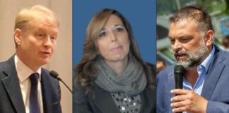 Lucio Malan, Isabella Rauti e Luca De Carlo, senatori di Fratelli d'Italia.