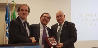 Nella foto da destra il Presidente CTIM Vincenzo Arcobelli, il neo Presidente del Senato Ignazio La Russa, ed il neo eletto Senatore di Fratelli d'Italia Roberto Menia.