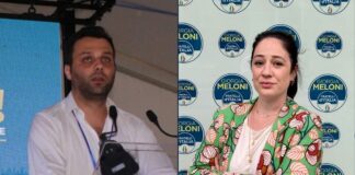 Nicola D'Ambrosio, presidente di Azione Universitaria e Chiara La Porta, deputata di Fratelli d'Italia.
