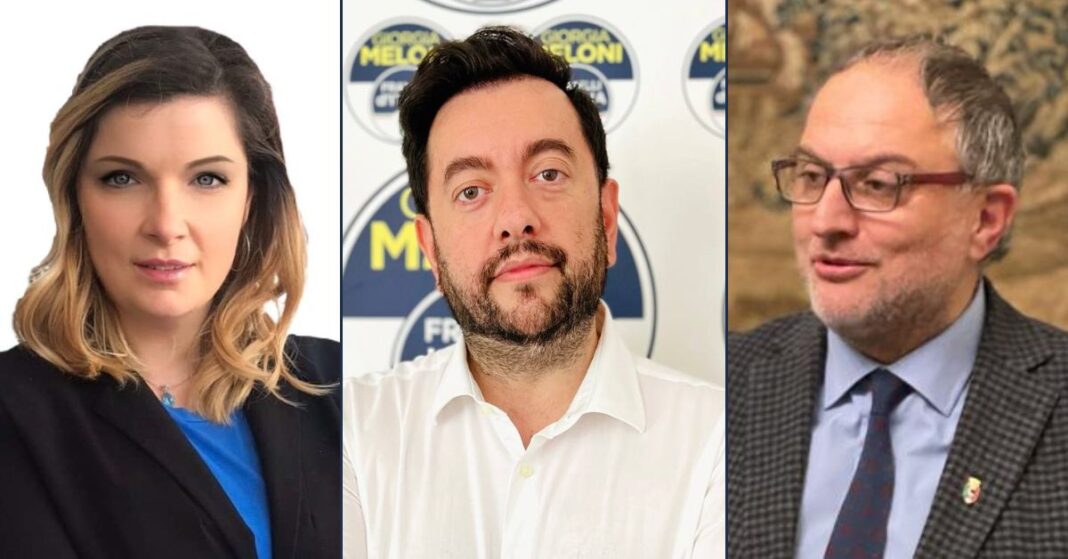 Alessandra Gallego, capogruppo del centrodestra a Fiesole, Francesco Torselli, capogruppo di Fratelli d’Italia nel Consiglio regionale toscano e Giampaolo Giannelli, portavoce di Fratelli d'Italia Pontassieve.