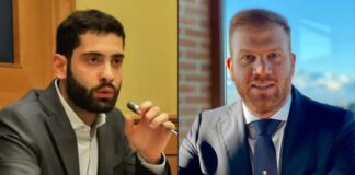 Fabio Roscani, deputato di Fratelli d'Italia e presidente di Gioventù Nazionale e Francesco Di Giuseppe vicepresidente Gioventù Nazionale.